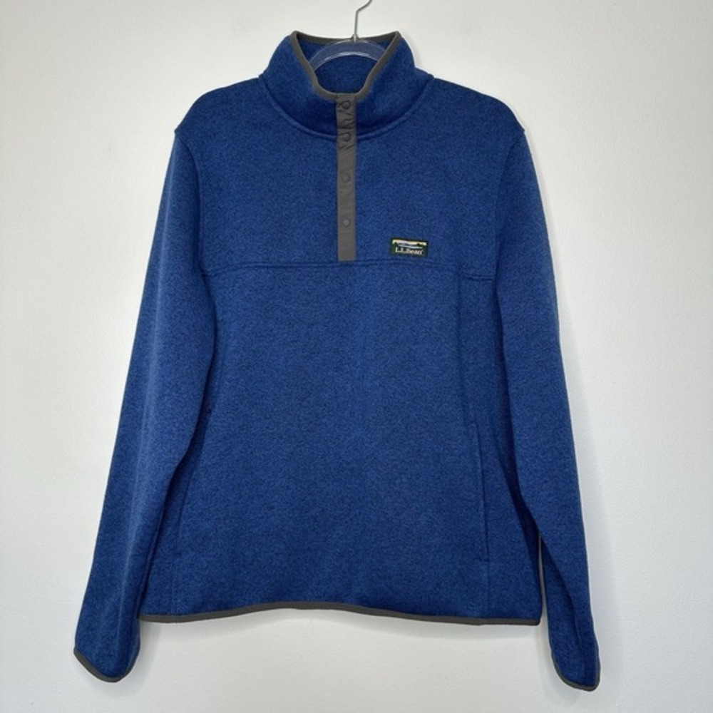 LL Bean Pullover Fleece Sweater Size L Blue Outdoor